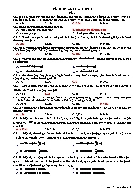 Đề thi học kì I Vật lí lớp 12 - Đề số 2 - Năm học 2016-2017